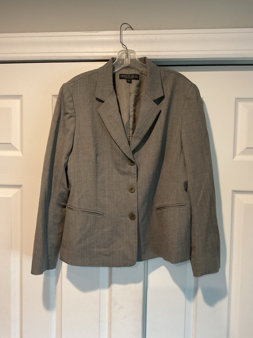 Lafayette 148 New York Wool Gray Women's Tailored Blazer Suit Jacket sz Petite